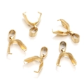 Five gold-plated stainless steel pinch bails for DIY jewelry making and pendants - 12x19mm / Gold