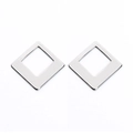 Minimalistische quadratische hohle Edelstahl-Ohrringe in poliertem Silber - Minimalistisches Geometrisches Quadrat (F3526)