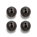 DIY black baseball beads with red stitching for jewelry making, set of four copper spheres - OD 10mm Hole 1.5mm / Gun Black Baseball