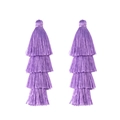Nahaufnahme der handgefertigten violetten vierlagigen Quastenanhänger für DIY-Schmuck - 4er Pack (ca. 80mm) / Lila
