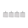 Set of 4 square silver stainless steel pendant base trays for DIY jewelry making - 2 Pieces/Pack (Inner Diameter 20mm) / Square Steel Silver