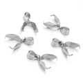 Five pieces of silver stainless steel pinch bails for DIY jewelry making and pendants - 12x19mm / Steel