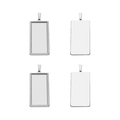 Polished silver stainless steel rectangular pendant trays for DIY jewelry making - 2 Pieces/Pack (Inner Diameter 18.8x37.8mm)