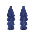 Detailansicht der dunkelblauen vierlagigen Quasten für DIY-Schmuck und Bekleidungszubehör - 4er Pack (ca. 80mm) / Marineblau
