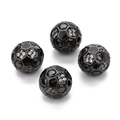 Soccer ball charm beads in gun black finish with black enamel and white zircon stones - OD 10mm Hole 1.5mm / Gun Black Soccer