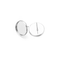 Polished silver copper round tray stud earring bases for DIY jewelry making findings - 10mm / Silver