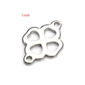 Polierter silberner Edelstahl Kleeblatt Herz Anhänger Verbindungsstück für Schmuck - Kleeblatt Hohle Kunst (F3498)