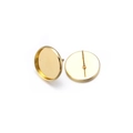Polished gold-plated round stud earring bezel trays for DIY jewelry making - 10mm / Gold