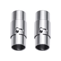 Pair of cylindrical stainless steel magnetic clasps in silver finish for leather bracelets - Diameter 2mm / Steel