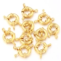 Set of 11 bright gold-plated copper spring ring clasps for DIY jewelry making - Outer Diameter 9mm / Gold