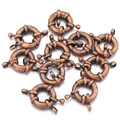 Vintage bronze steering wheel spring clasp for DIY handmade jewelry bracelets - Outer Diameter 9mm / Antique Red Copper