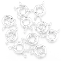 Silver-plated circular spring ring clasps for jewelry making and necklace connection - Outer Diameter 9mm / Silver
