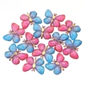 12-piece pack of gradient pink and blue acrylic butterfly charms with gold floral patterns - 25*32mm / Rose-Blue Gradient Style (2#)