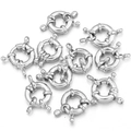 Fermoirs boucles à ressort argentés polis pour bijoux et connecteurs de bracelet - K Blanc/Argent