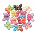 Colorful 3D acrylic butterfly charms with gold lace patterns for DIY jewelry making - 25*32mm / Rainbow Gradient Style (5#)
