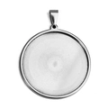 Silver stainless steel round tray pendant setting with bail for DIY jewelry crafts - Inner Tray 20mm / Steel