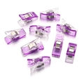 Set of 9 purple and clear plastic sewing clips for fabric patchwork and quilting - 2.7X1.0X1.5CM / Purple