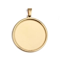 Golden stainless steel round pendant base with bail for DIY jewelry making and crafts - Inner Tray 20mm / Gold