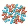Golden acrylic butterfly pendant accessories with red and blue enamel flower patterns - 25*32mm / Blue-Red Contrast Style (6#)