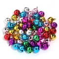 Colorful metal Christmas bells with hanging loops for DIY crafts and pet accessories - Diameter 14mm / Electroplated Bells in Random Mixed Colors