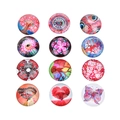 Macro shot of 12 mixed tree of life glass cabochons with vibrant artistic patterns - 10mm / 20 Pieces Set / Mixed Style