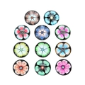 Macro detail of colorful glass flower cabochons with mandala tree patterns for DIY jewelry - 10mm / 20 Pieces Set / Flower Pattern