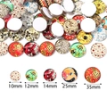 Detailed size comparison of round Tree of Life glass cabochons from 10mm to 35mm - 10mm / 20 Pieces Set / Glass Floral Pattern