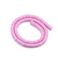 Flache rosa Heishi-Perlen aus Ton auf einer Schnur für DIY-Schmuck und Bastelarbeiten - Durchmesser 6mm Loch 2mm / Hellrosa