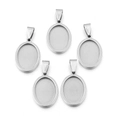 Set di cinque basi per pendenti ovali in acciaio inossidabile per gioielli fai da te - 13x18mm / Color Acciaio