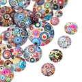Vibrant Tree of Life glass cabochons in various bohemian patterns for DIY jewelry making - 10mm / 20 Pieces Set / Painted Pattern