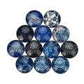 Blue tree of life glass cabochon dome tiles for DIY jewelry making accessories - 10mm / 20 Pieces Set / Ethnic Pattern