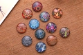 12-piece pack of Tree of Life glass cabochons with colorful Paisley bohemian patterns - 10mm / 20 Pieces Set / Vintage Style