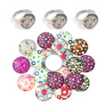 20pcs Tree of Life glass cabochons with 3 adjustable silver ring blanks for DIY jewelry - 10mm / 20 Pieces Set / Cartoon Style