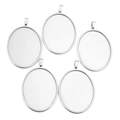 Set di cinque basi per ciondoli ovali in acciaio inossidabile argento per gioielli DIY - 40x50mm / Color Acciaio