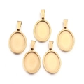 Cinque basi per ciondoli ovali placcate in oro per accessori per collane fai-da-te - 13x18mm / Oro