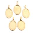 Set di cinque basi per ciondoli ovali in acciaio inossidabile dorato per gioielli - 18x25mm / Oro