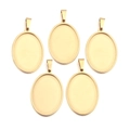 Set di cinque basi per ciondoli ovali in acciaio inossidabile dorato per gioielli DIY - 25 x 35 mm / Oro