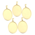 Cinque basi per ciondoli ovali in acciaio inossidabile dorato per gioielli fai da te - 30x40mm / Oro