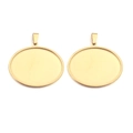 Coppia di basi per ciondoli ovali dorati in acciaio inossidabile per gioielli DIY - Stile Orizzontale 30x40mm / Oro