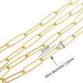 Golden plated stainless steel paperclip chain links measuring 21x5mm with 1mm wire - 2# Large Paperclip Chain