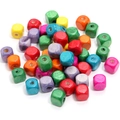 Colorful cube wooden beads for DIY bracelets and necklaces jewelry making - Square Beads / 10mm (100 Pieces) / Colorful