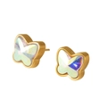 Orecchini a perno a farfalla con cristalli iridescenti e montatura in titanio dorato - Oro 18K / Strass Cangiante Oro