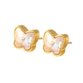 Eleganti orecchini a perno a farfalla in acciaio titanio con strass iridescenti oro - Oro 18K / Strass Bianco Oro