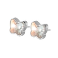 Orecchini a perno a farfalla in acciaio al titanio con eleganti cristalli color champagne - Oro 18K / Strass Bianco Acciaio