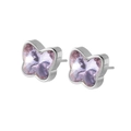 Orecchini a perno a farfalla in acciaio al titanio con cristalli rosa - Oro 18K / Strass Viola Acciaio