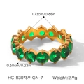 Detailed dimensions of 18k gold titanium ring with micro-pave green zircon stones - US 6 / Emerald Green Round Style (HC-R30759-GN)