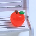 Roter 3D-Miniaturapfel aus Harz für Bastelarbeiten, 23mm x 25mm, mit grünem Blattdetail - Transparent Rot