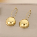 Minimalist gold plated stainless steel hollow half-sphere dangle earrings for women - Gold Hemisphere Long Hook Style (KE63189-Z) / 20mm