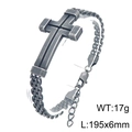 Antiksilbernes Titanstahl-Armband mit großem Kreuz-Design im Hip-Hop-Stil für Herren - Stil A Kreuz Gebogene Platte (KB212798-KFC) / Mattschwarz