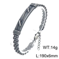 Vintage Edelstahl Hip Hop Kettenarmband für Herren mit gebogenem Plattendekor - Stil C Glatte Gebogene Platte (KB212804-KFC)